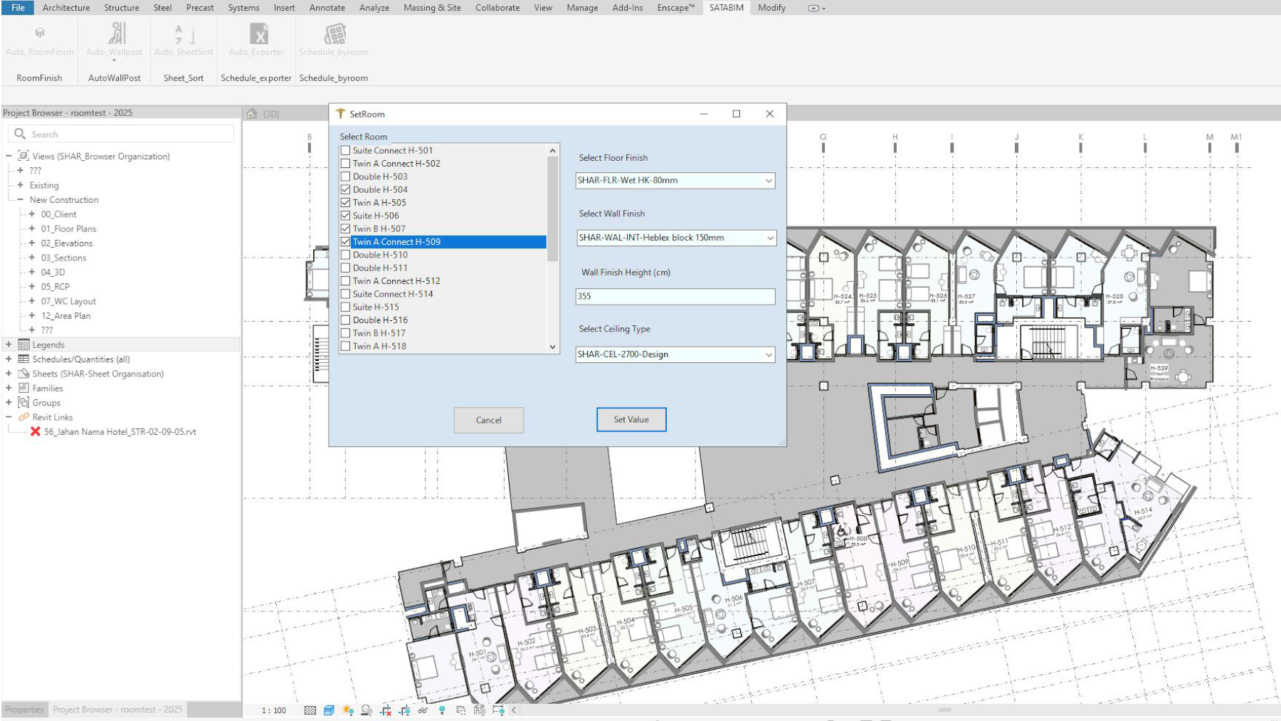 auto room finishing revit api